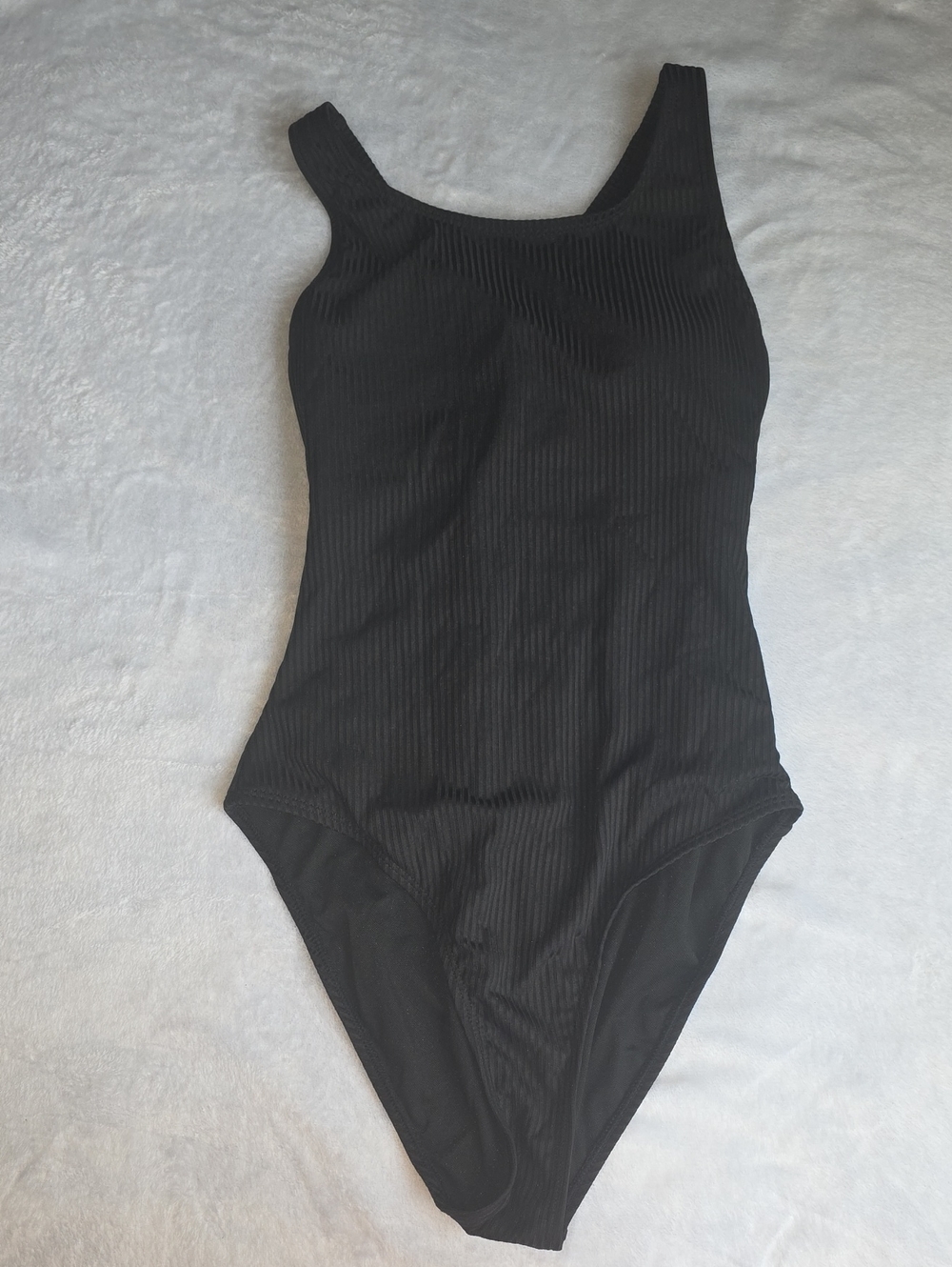 Juniors Classic Black Ribbed One-Piece Swimsuit